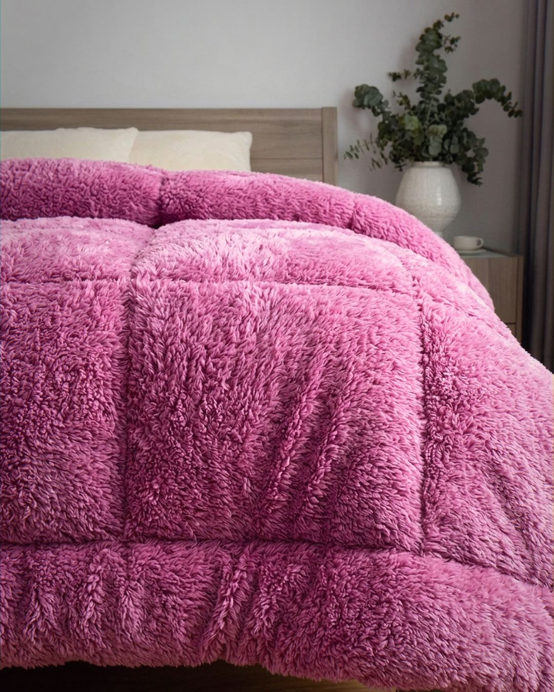 Detail shot of the Morgan and Reid All Seasons Snuggle Fleece Crocus Comforter Set fabric and finish