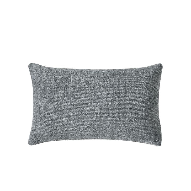 The Morgan and Reid Grey Spec Snuggle Fleece Pillowcase Pair features a modern speckled grey design and ultra-soft fleece, with slightly rounded corners, displayed on a plain white background.