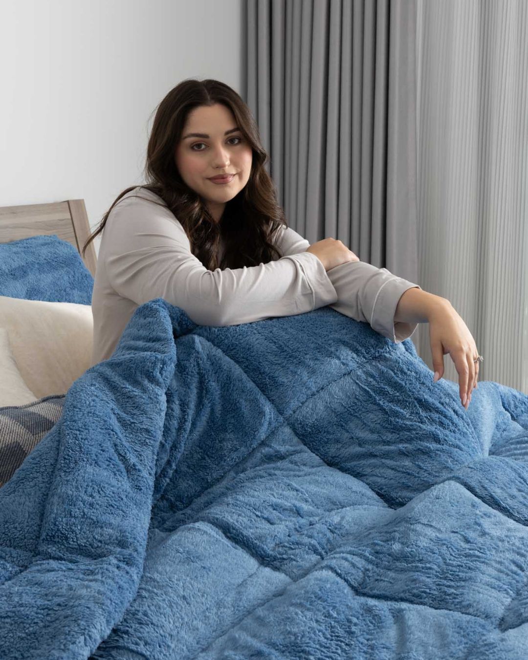 Smokey Blue Snuggle Fleece Comforter Set