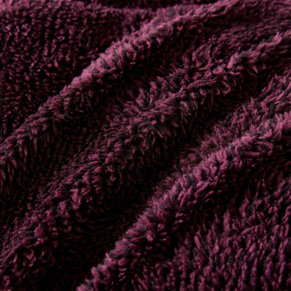 Morgan and Reid Burgundy Black Snuggle Fleece European Pillowcase Pair in a bedroom lifestyle setting