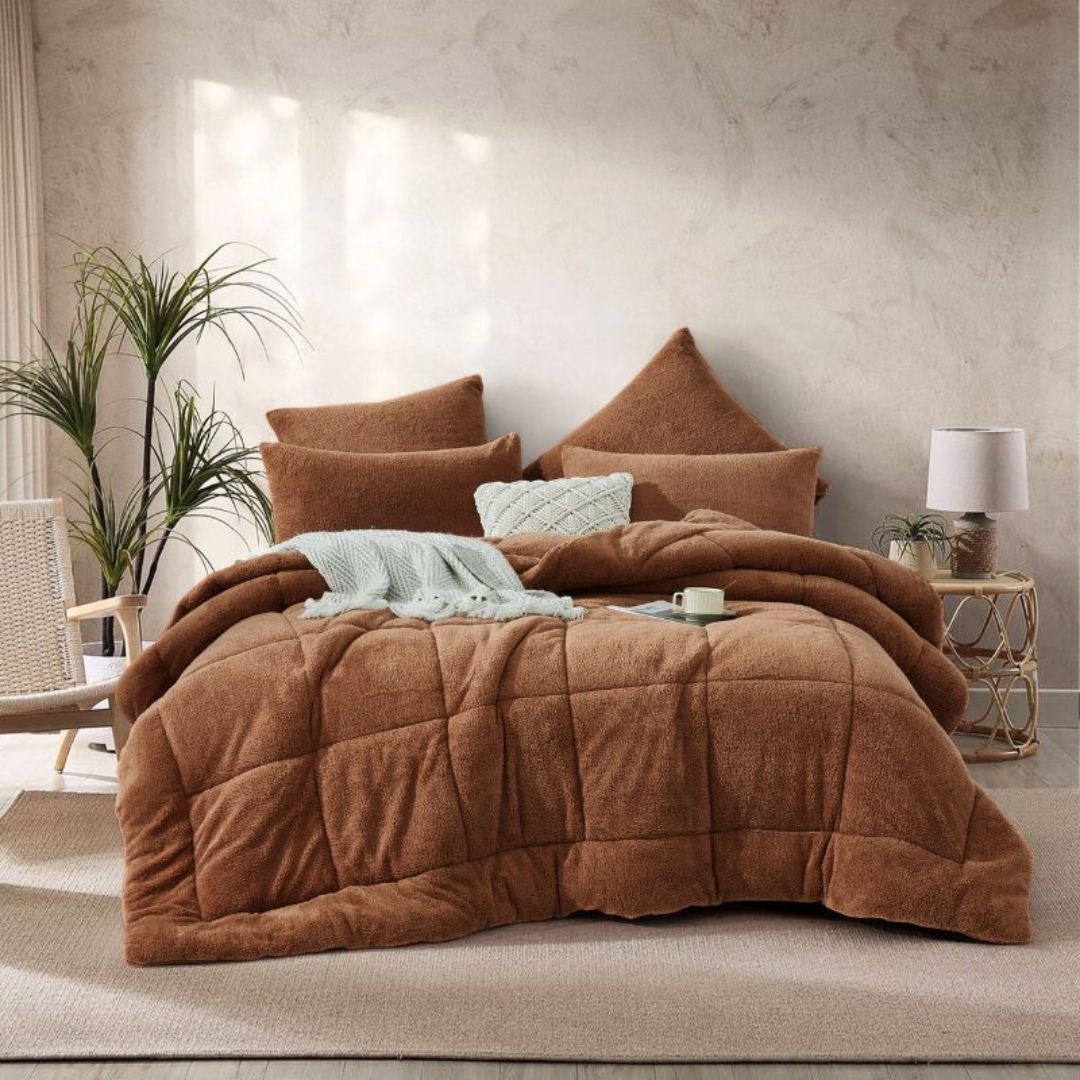 Mocha Snuggle Fleece Comforter Set