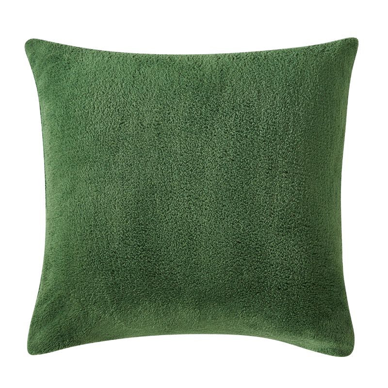 The Morgan and Reid Jungle Snuggle Fleece European Pillowcase Pair features a deep green, soft textured fabric inspired by Jungle Snuggle Fleece, shown here against a white background.