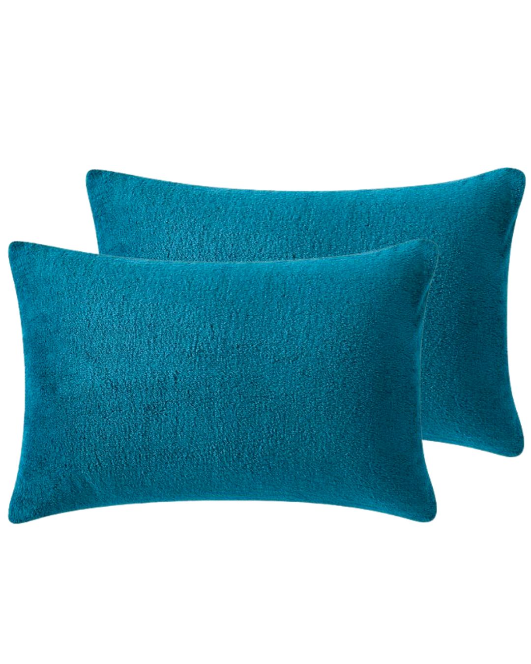 Morgan and Reid Riverside Snuggle Fleece Pillowcase Pair on a styled bed with matching comforter