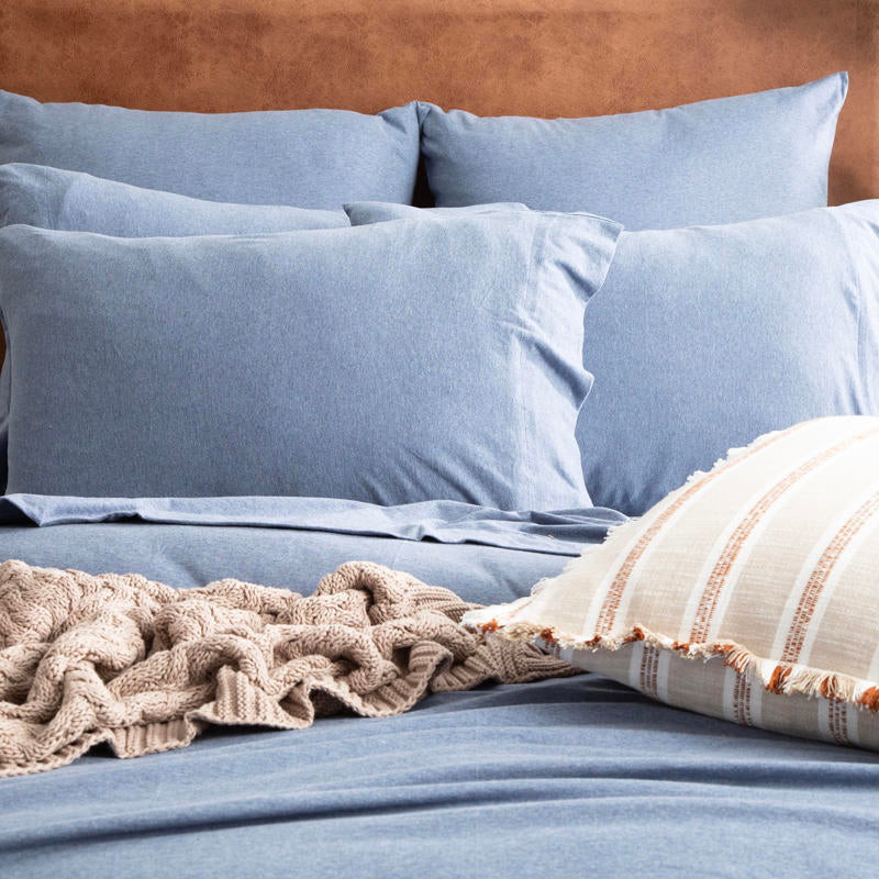 Relaxed bedroom featuring Renee Taylor Ink Jersey Quilt Cover and neutral decor.