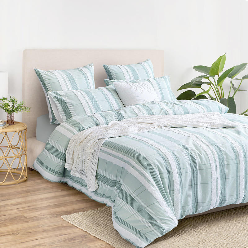 Close-up of chenille lace detailing on Renee Taylor Syracuse European Pillowcase.