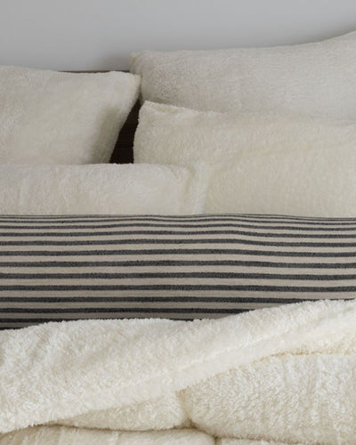 Close-up of the Morgan and Reid Bright White Snuggle Fleece European Pillowcase Pair showing fabric texture