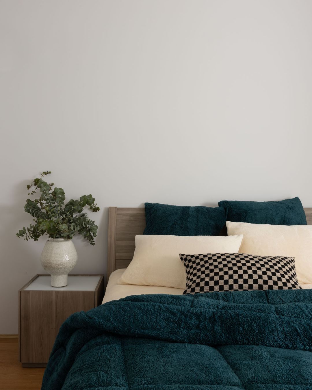 Close-up of the Morgan and Reid Deep Teal Snuggle Fleece Pillowcase Pair showing fabric texture