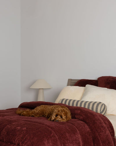 Morgan and Reid Hot Chocolate Snuggle Fleece Comforter Set folded to show depth and plush texture