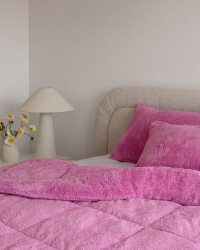 Morgan and Reid All Seasons Snuggle Fleece Crocus Comforter Set in a cosy bedroom lifestyle setting