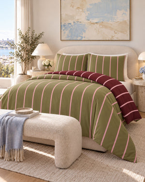 Bordeaux Stripe Comforter Set