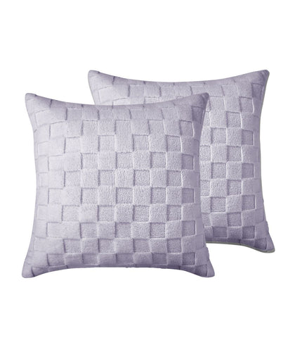 Lavender Checkered Snuggle Fleece European Pillowcase Pair