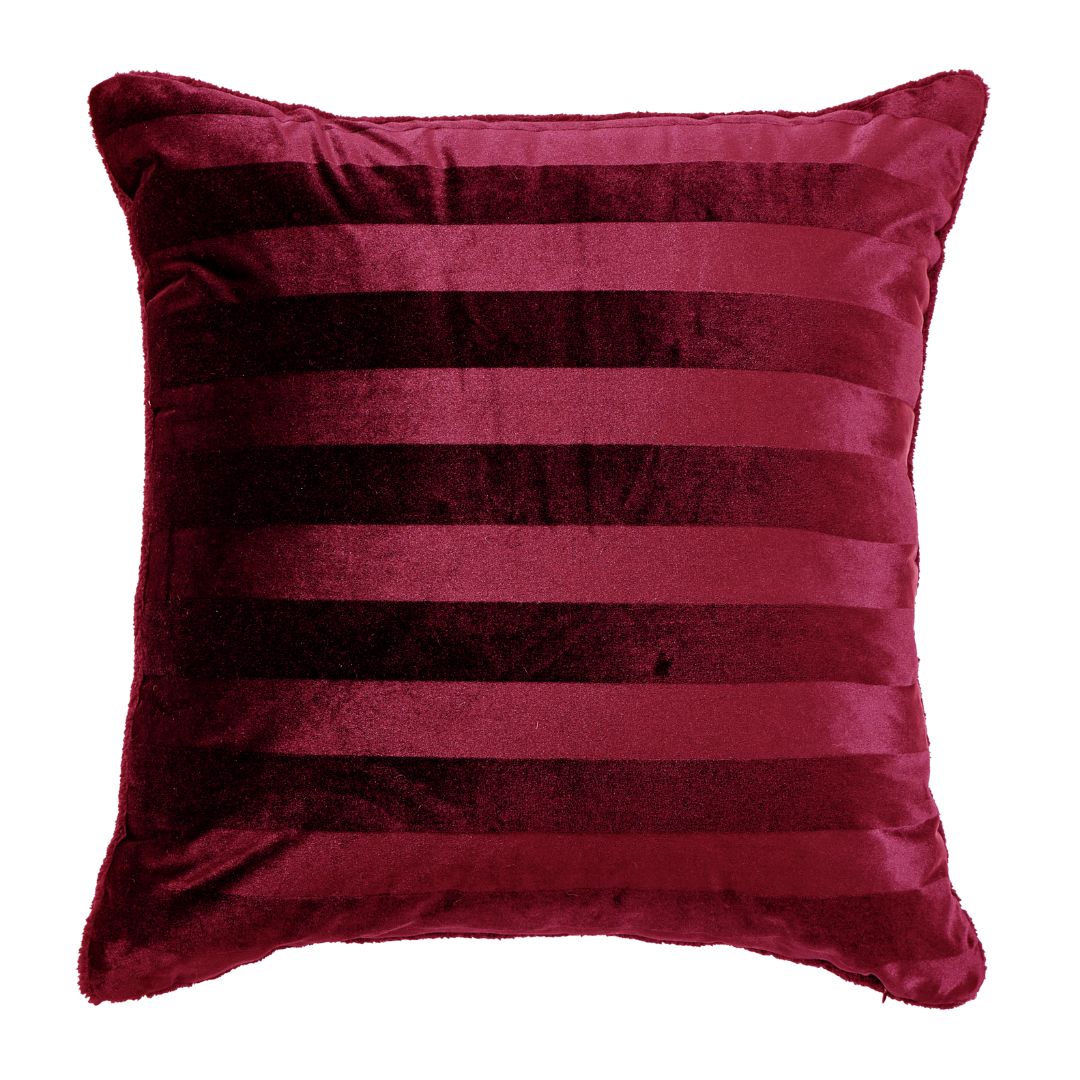 Cherry Red Velvet Stripe Snuggle Fleece European Pillowcase Pair