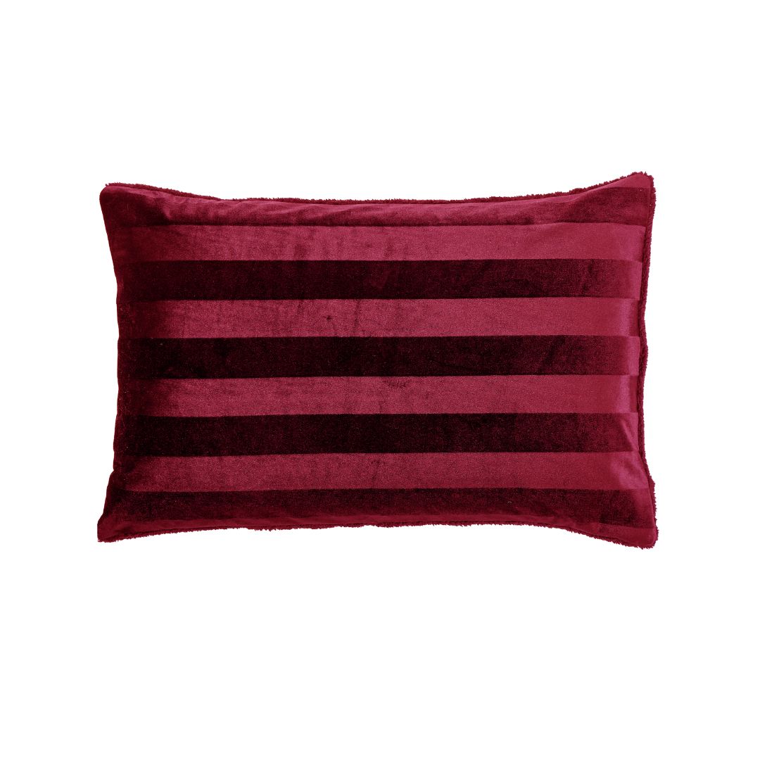 Cherry Red Velvet Stripe Crushed Snuggle Fleece Pillowcase Pair