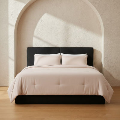 Morgan and Reid Perfect Pale Bamboo Ultra Cooling Comforter Set styled on a neatly made bed in a bright bedroom
