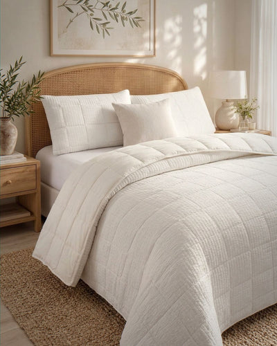 Crinkle White Coverlet Set