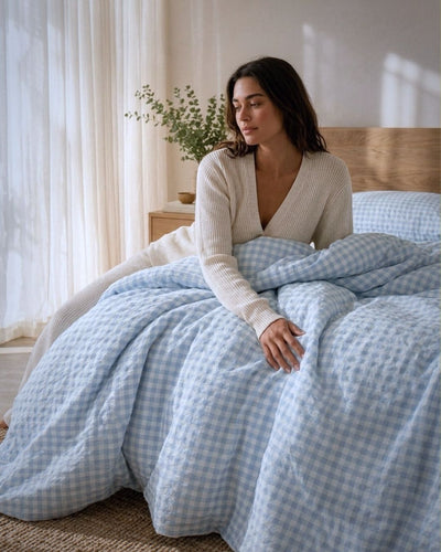 Gingham Blueberry Swirl Comforter Set