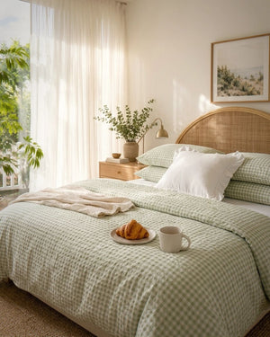 Gingham Eucalyptus Comforter Set