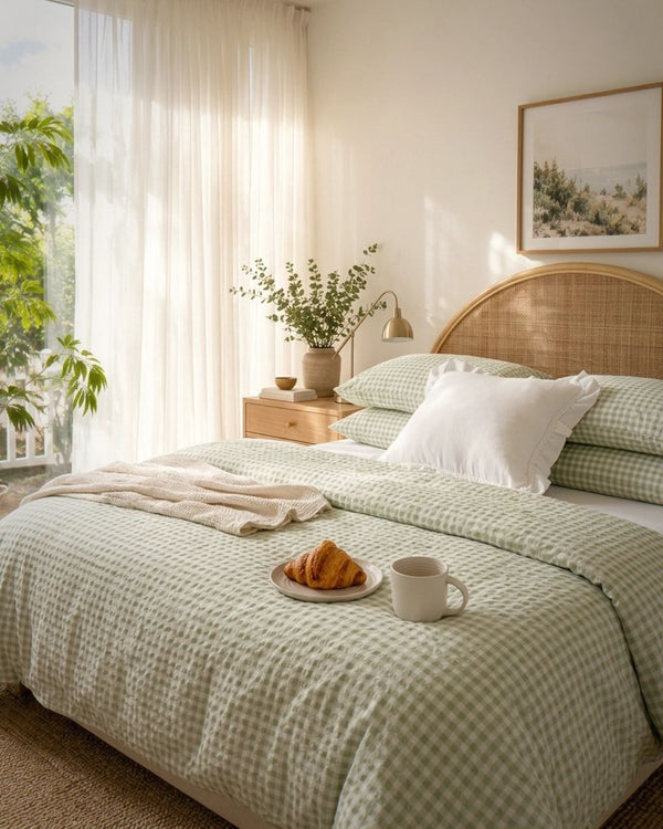 Gingham Eucalyptus Comforter Set