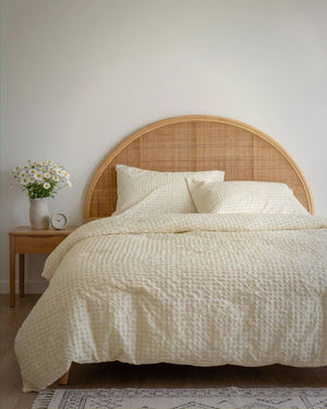 Gingham Lemon Butter Comforter Set
