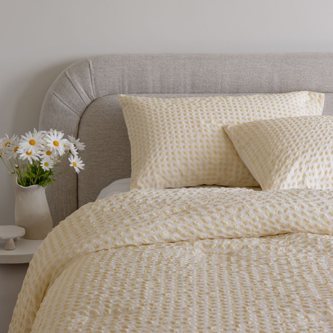 Gingham Lemon Butter Comforter Set