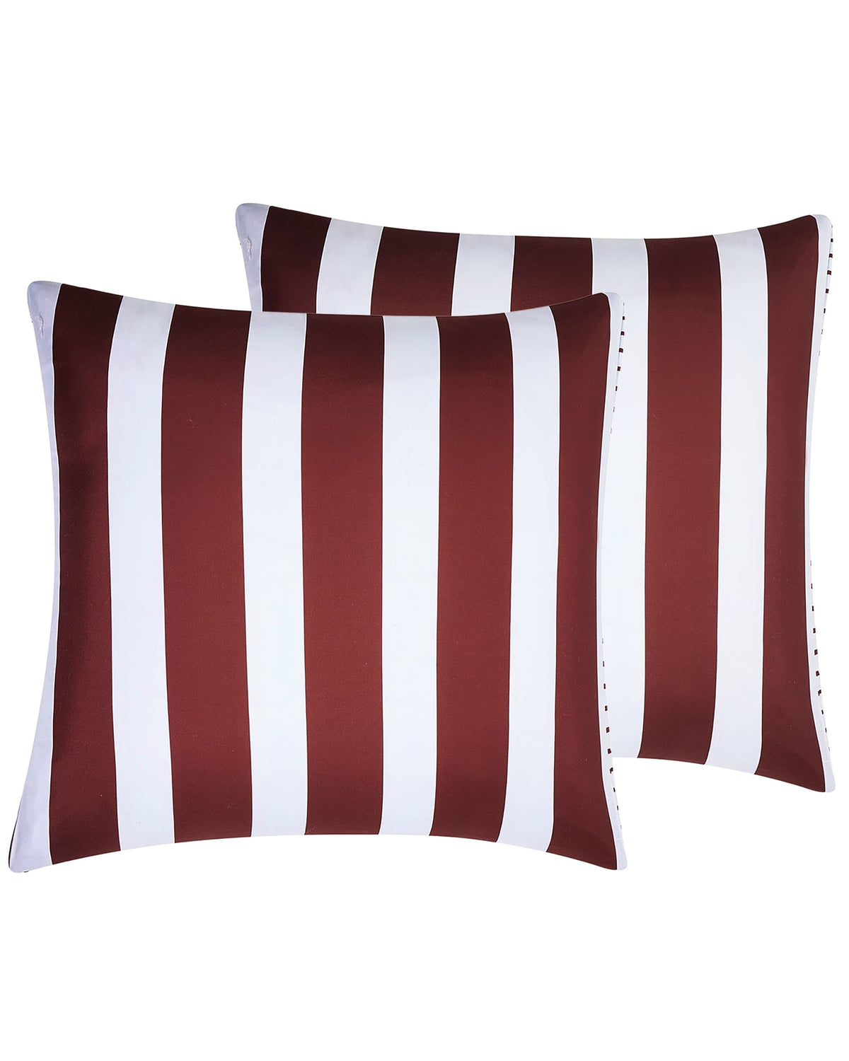 Nantucket European Stripe Pillowcase Pair shown as two burgundy and white striped European pillowcases.