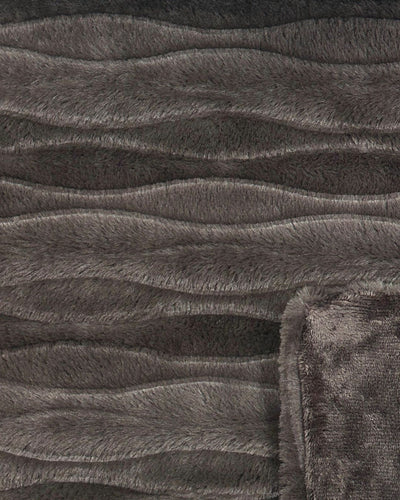 Detail shot of the Morgan and Reid Deep Cocoa Rabbit Fur Comforter Set fabric and finish