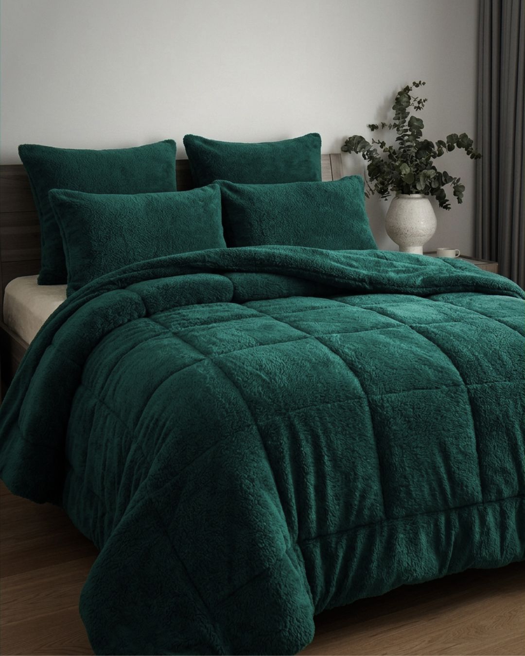 Detail shot of the Morgan and Reid Forest Snuggle Fleece European Pillowcase Pair on a pillow