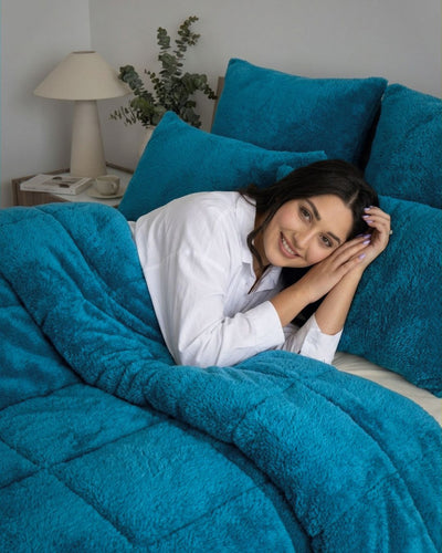 Morgan and Reid Riverside Snuggle Fleece Comforter Set folded to show depth and plush texture