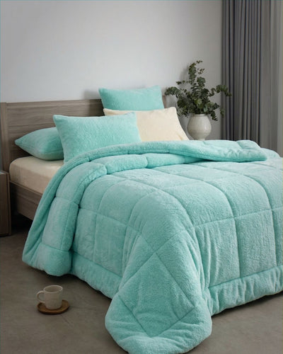 Close-up of the Morgan and Reid Mint Snuggle Fleece Pillowcase Pair showing fabric texture