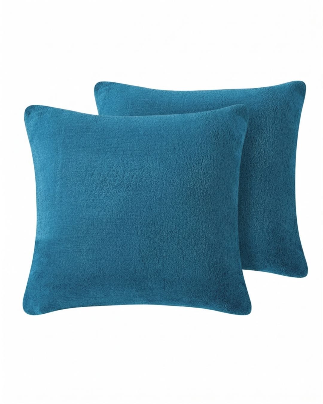 Morgan and Reid Riverside Snuggle Fleece European Pillowcase Pair on a styled bed with matching comforter