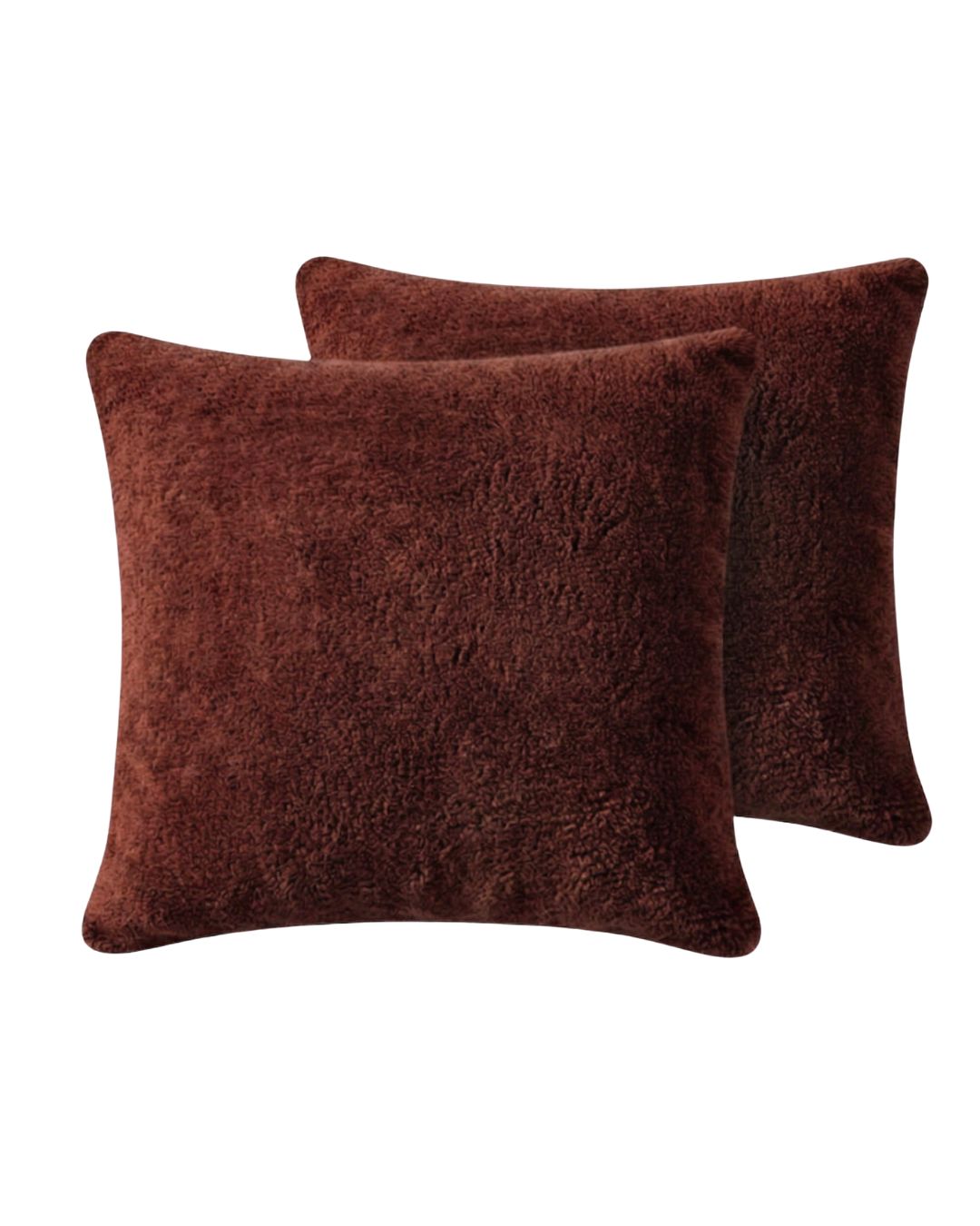 Morgan and Reid Hot Chocolate Snuggle Fleece European Pillowcase Pair on a styled bed with matching comforter