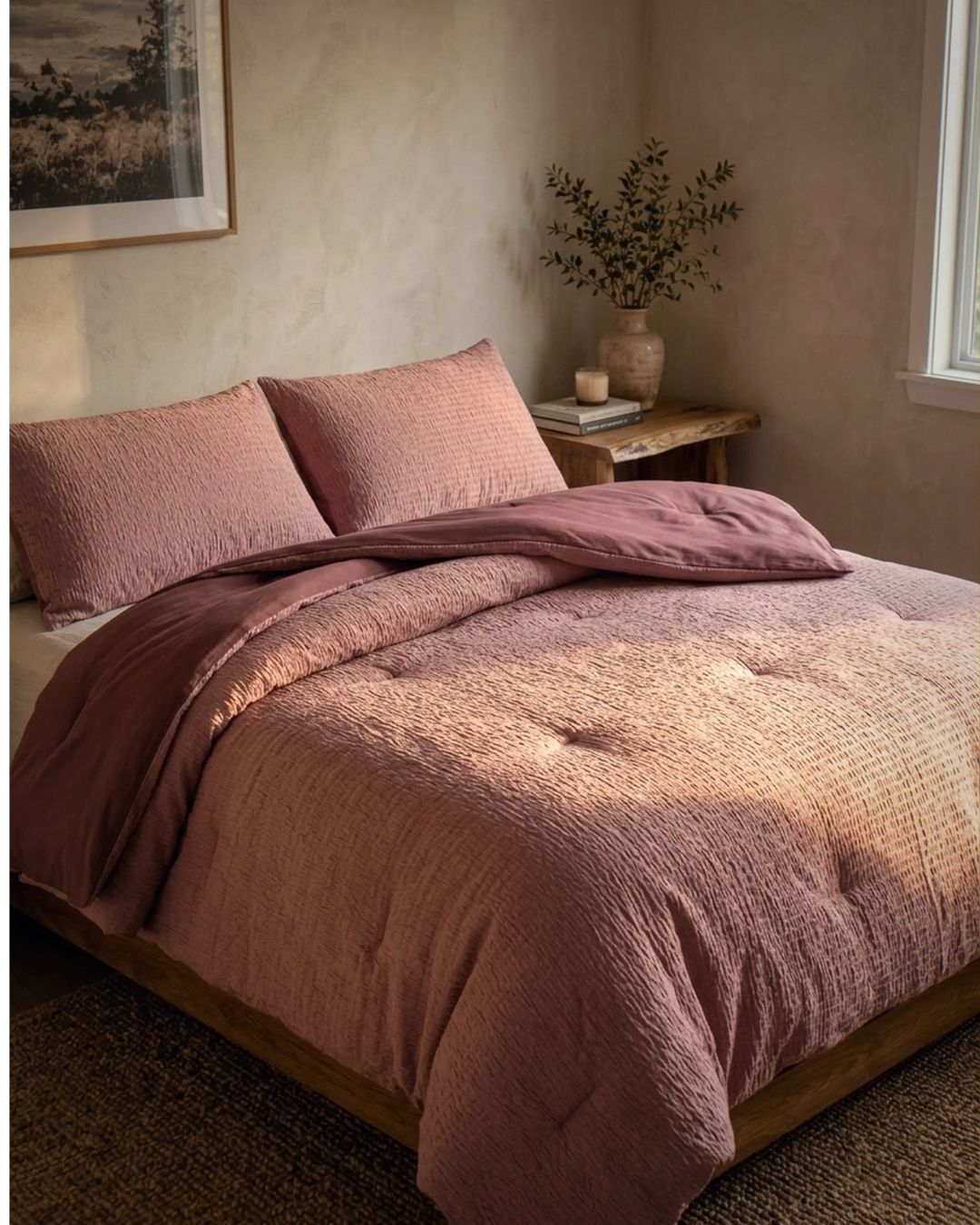 Stretch Woven Rose Comforter Set