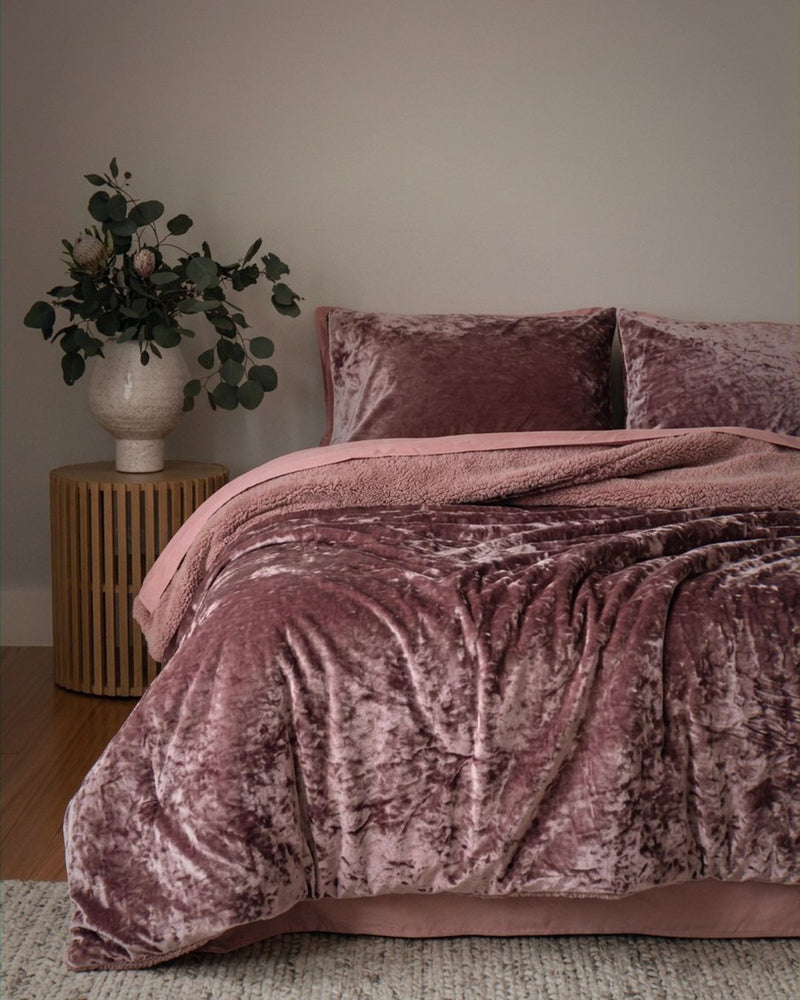 Shell Pink Velvet Crushed Snuggle Fleece Comforter Set